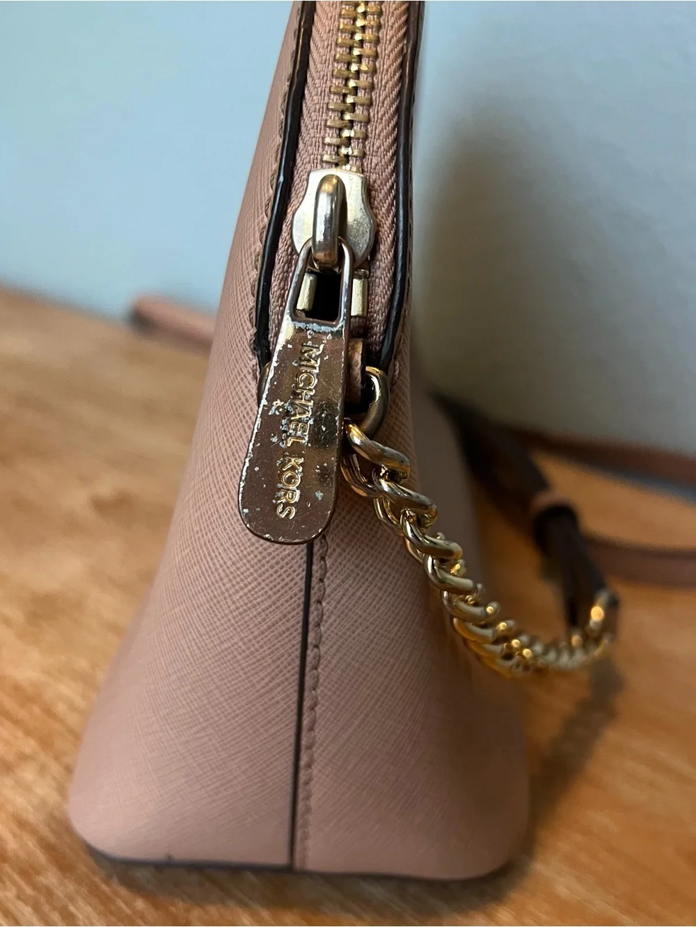 Michael Kors Crossbody Bag in Blush Taupe with Gold Logo